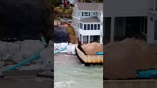 GONE Houses Falling In Long Beach Seawalls Fail  Big Storm Erosion #beach #waves