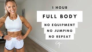 1 Hour FULL BODY WORKOUT at Home  No Jumping No Equipment No Repeat