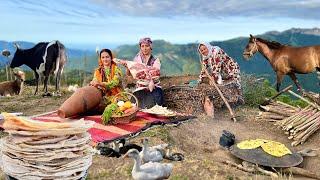 Nomadic Life In Northern Iran Cooking Lamb Leg Stew And Baking Lavash Bread