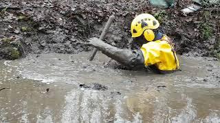 Struggling in chestwaders and waterproofs in waist-deep mud - cam 1