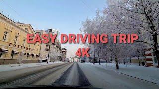 Easy driving trip through the city streets  Krasnoyarsk Russia 4k UHD