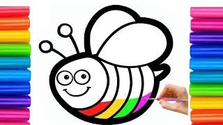 Lets learn how to draw &paint alphabets in glitter bee Drawing & Coloring for Toddlers & Kids