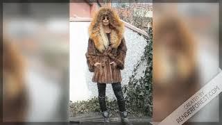 Ladies fur coat made of mink with red fox MILANO FURS