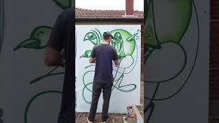 Green Squiggle Challenge - Lukas Kasper experimental spray painting piece #shorts