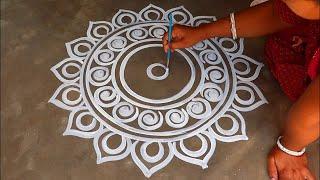 festival special floor alpona design  Beautiful Round Alpona Designs For Beginners  rangoli design