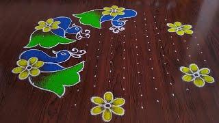 Sankarthi chukkala muggulu 15×8 Dots.. beautiful peacocks Rangoli