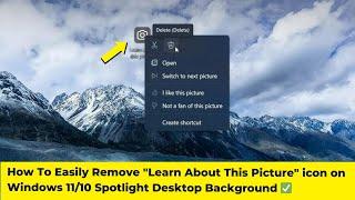 How To Easily Remove Learn About This Picture icon on Windows 1110 Spotlight Desktop Background 