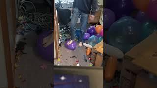 Barefeet stomp to Pop balloons 22