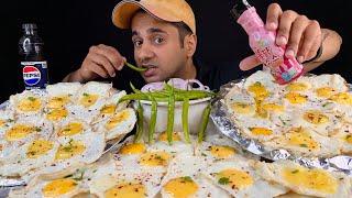 UNLIMITED SUNNY SIDE UP EGGS EATING CHALLENGE   HALF FRY EGG CHALLENG WITH CHILLIES & HOT SAUCE