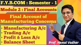 F.Y.B.COM  Final Account of Manufacturing Concerns  Module 2  Final Account  Hemal Sir 