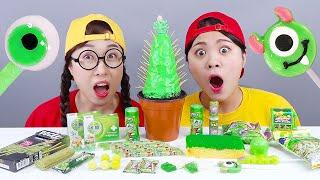 Green Dessert Chocolate Cake Candy Mukbang DONA