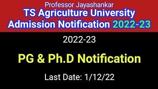 #PJTSAU PG & Ph.D Notification 2022-23 #sampathinformation