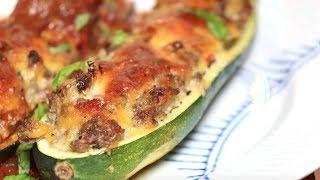 Stuffed Zucchini Boats w. Ground Beef  Ultimate Beef Stuffed Summer Squash Boats - Recipe # 91