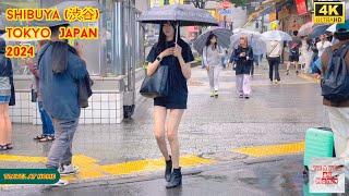 4k hdr japan travel 2024 l Rainy day Walk in Shibuya 渋谷 Tokyo  Relaxing Natural City ambience