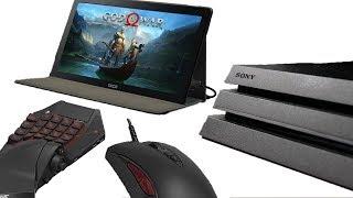 Professional PS4 Pro Setup? Mouse & Keyboard + Portable Monitor God of War Gameplay