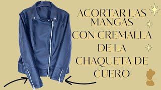 Acortar las mangas con cremallera de la chaqueta de cuero