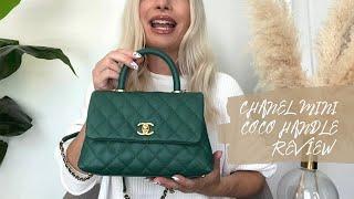 Chanel coco handle mini review comparison and what’s in my bag.