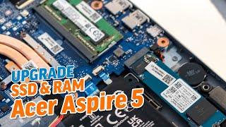 ACER ASPIRE 5 Tutorial How to Upgrade RAM & SSD   step by step guide  English 