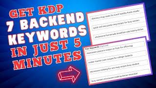 Get Free Amazon KDP 7 Backend Keywords Fast  How to Rank Your Book on Amazon First Page #amazonkdp