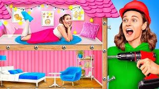 Built TINY HOUSE for My SISTER Amazing SECRET Room MAKEOVER in 24 Hours  Relatable by La La Life