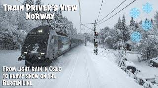 4K CABVIEW From drizzle to winter wonderland on the Bergen Line