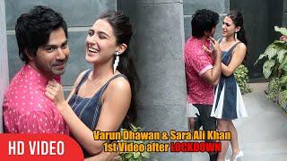 Sara Ali Khan and Varun Dhawan ROMANTIC Pose for Media  CUTE moment at Coolie No 1 Wrap-Up Party