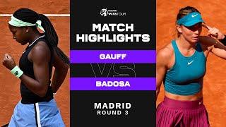 Coco Gauff vs. Paula Badosa  2023 Madrid Round 3  WTA Match Highlights