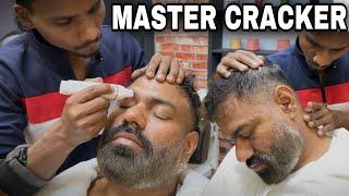 Eye massage Head massage by MASTER CRACKER   Indian Barber  ASMR