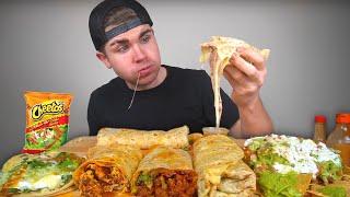 Cheesy Mexican Food Mukbang Round 2 Burritos Loaded Tostada Fish Taco +