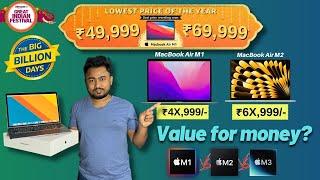 MacBook Air M1 Under 50000- On Flipkart BBD & Amazon Sale  M2 Macbook air vs M3 Macbook Air