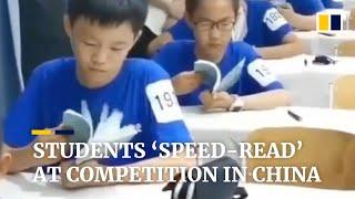 Students speed-read at competition in China