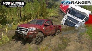 Spintires MudRunner - FORD RANGER 2016 Tow Truck through Mud and Swamp