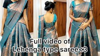 Most requested full video of Lehenga Style saree draping by Mom️ #lehengasaree #sareedrapping