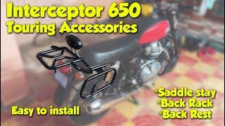 RE Interceptor 650 Touring Accessories  Saddle stay Back rack and Back rest  Easy to Instal