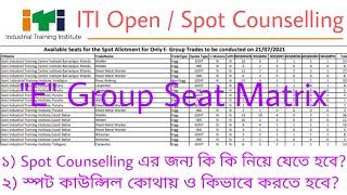 ITI E Group Seat Matrix  ITI E Group Spot Counselling 2022  ITI E Group Open Counselling