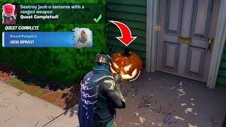 Destroy jack-o-lanterns with a ranged weapon - Fortnitemares Quests Fortnite