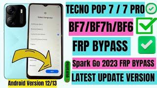 Tecno pop 7  pro  bf7  bf7h Frp bypass without pc Android version 12  13 Frp bypass