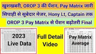 खुशखबरी OROP 3 की पेंशन मैट्रिक्स जारी Sep से SM Capt तक #pension #orop2 #arrear #orop3 #orop