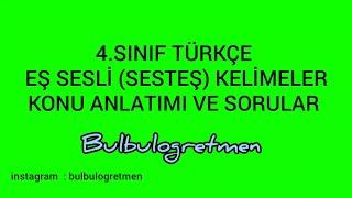 4.sınıf eş sesli sesteş kelimeler konu anlatımı ve sınav soruları #bulbulogretmen #türkçe