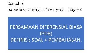 PERSAMAAN DIFERENSIAL BIASA Definisi Contoh Soal dan Pembahasan