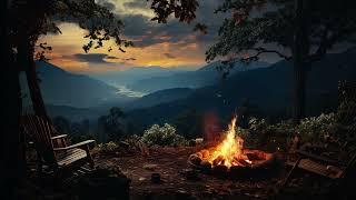 Cozy Camping Ambience in the Forest with Crackling Campfire & Nature Sound at Night Ambience