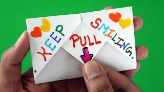 DIY - SURPRISE MESSAGE CARD  Pull Tab Origami Envelope Card