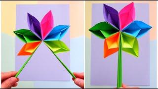 Accordion Paper Flowers  DIY Colorful Flower Paper Fan  Handmade Paper Fan Craft