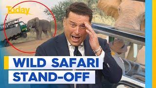 Terrifying footage of moment an elephant charged at a safari tour truck  Today Show Australia