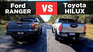 Drag Race 2024 Ford Ranger Tremor vs Toyota HiLux Rogue – 0-100 14 mile