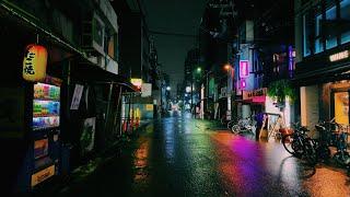 4K ASMR 2am Night Heavy Rain Walk in Osaka Japan  Relaxing Rain Ambience Sounds Sleep Study