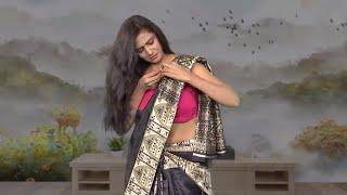 Model Sarayu Expression Video  How to Wear Black and Pink Saree for Wedding  SareeDraping Fashion