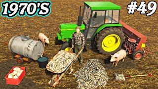 1970S. Sowing SEED GRASS.  Pigs bread stones. Farming simulator 22. FS 22. Timelapse. Ep 49