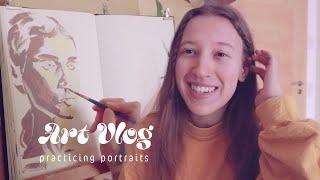 A very honest Art Vlog of practicing portraits with acrylics