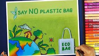 How to draw  Plastic free India  Plastic pollution  Plastic bag  Environment Pollution